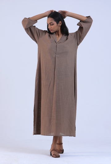 Women Brown Cotton Kurta